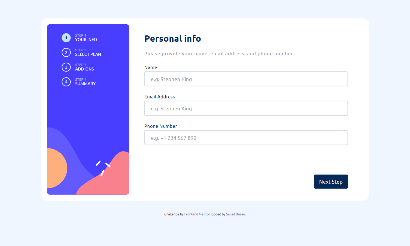 GitHub Sajjadhasann multi step form Another Challenge That I Done 