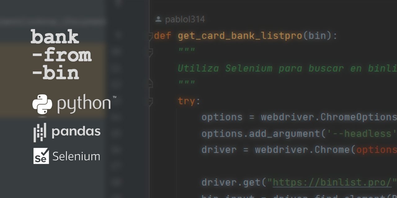 GitHub pablol314/bankfrombin This Python code allows you to find