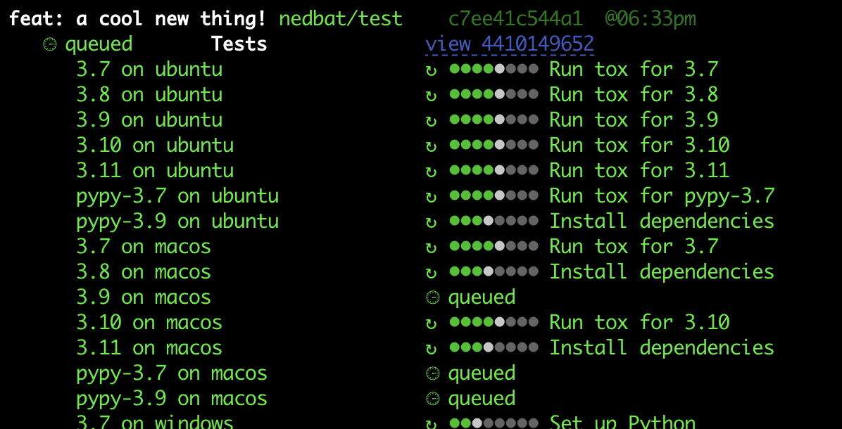 Live display of current GitHub action runs. Contribute to nedbat/watchgha development by creating an account on GitHub.