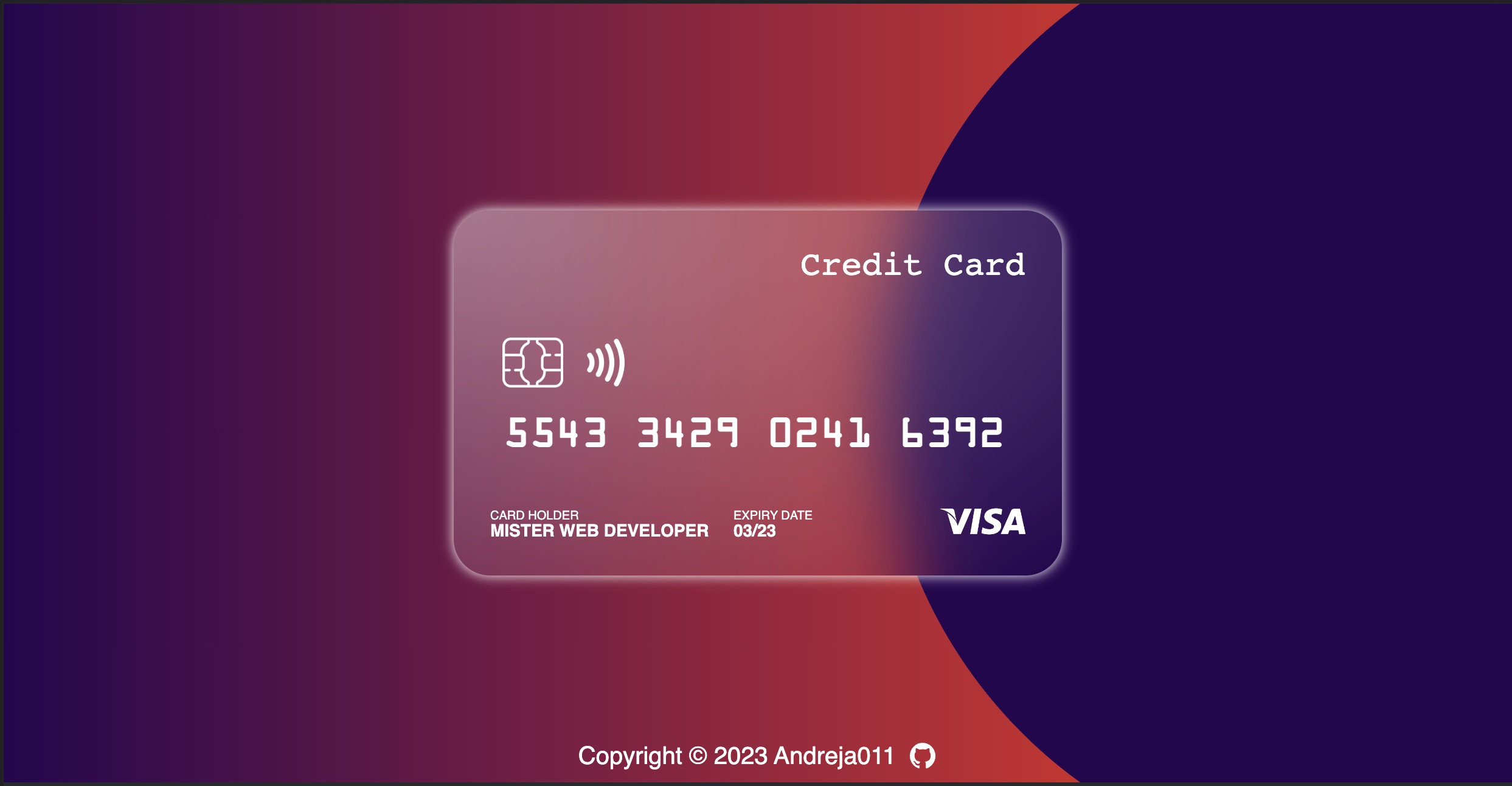 GitHub - Andreja011/credit-card: Credit card build with pure html and CSS image.