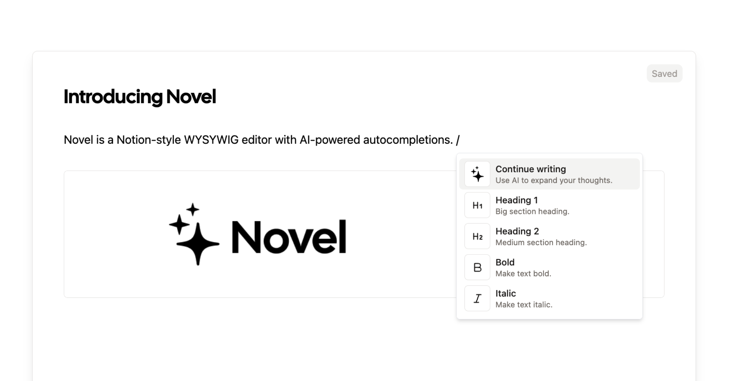 steven-tey/novel: Notion-style WYSIWYG editor with AI-powered autocompletion.