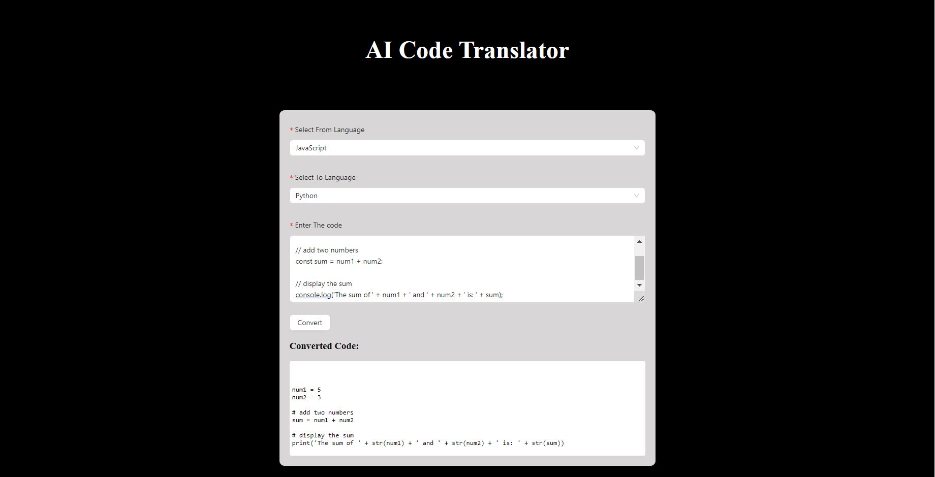GitHub - KalpeshK4970/AI-CodeTranslator: In this project, I have built ...