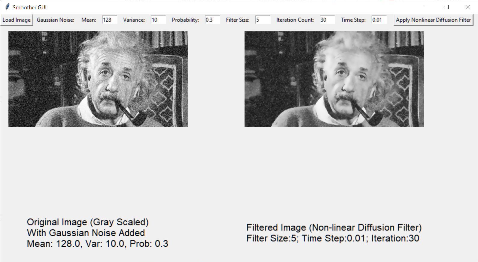 Application of various edge preserving smoothing methods to our image