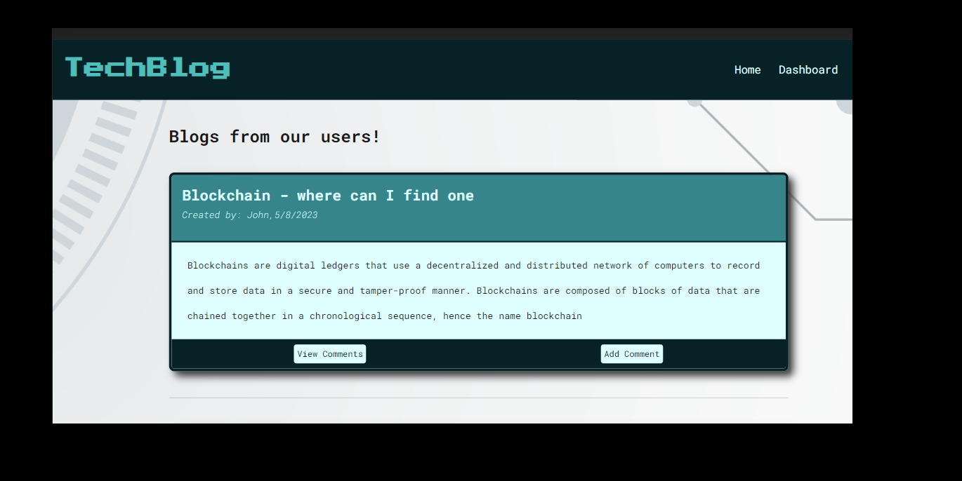 GitHub - Cjmoye30/TechBlog: Full Stack blog site where users can sign ...