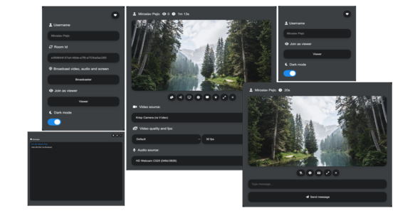 MiroTalk WebRTC Live Broadcast allows to broadcast live video, audio and screen stream to all connected users (viewers) and receive messages from them