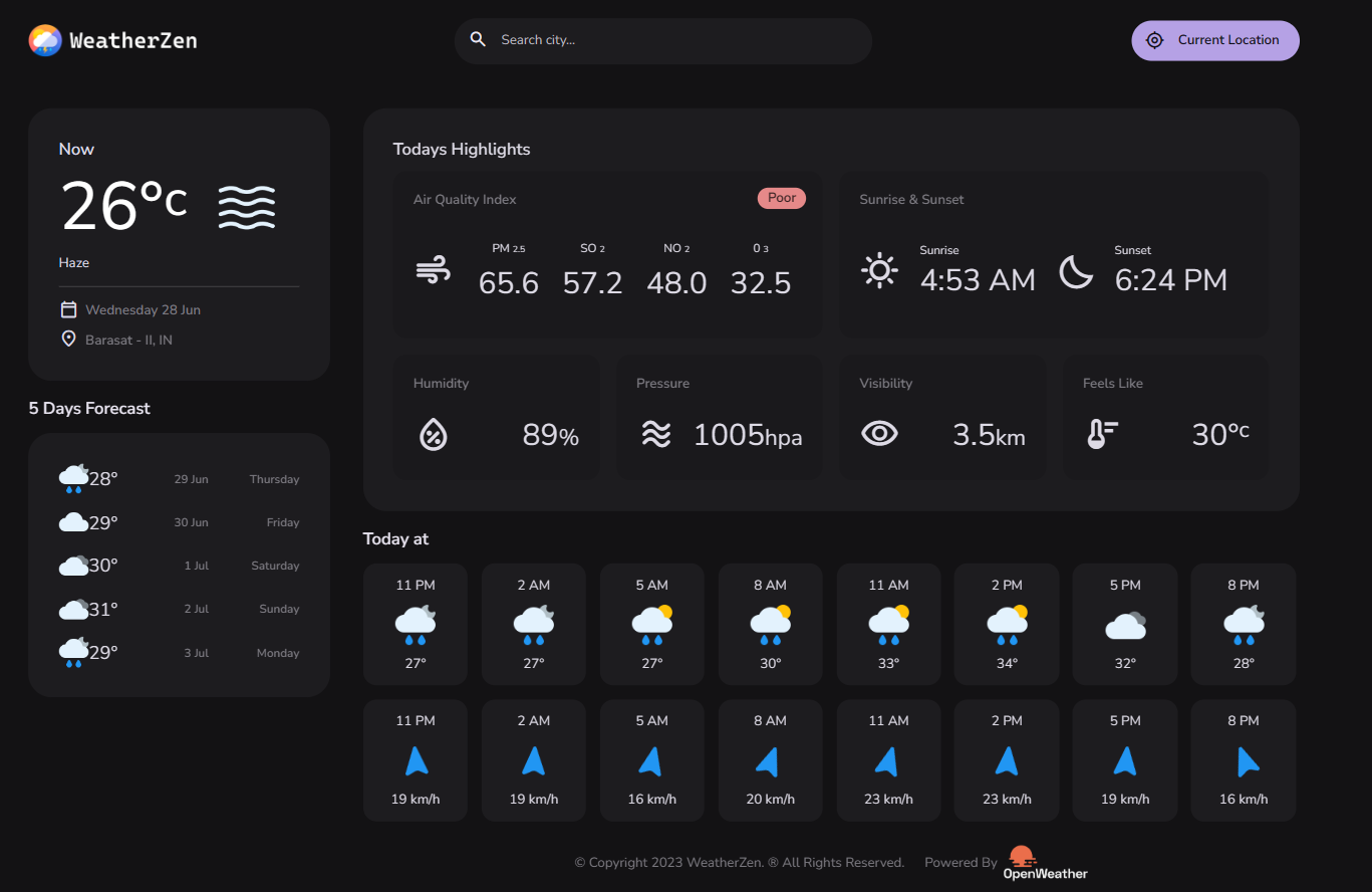 GitHub - ProjnaSadhukhan/WeatherZen: Weather forecast API using HTML ...