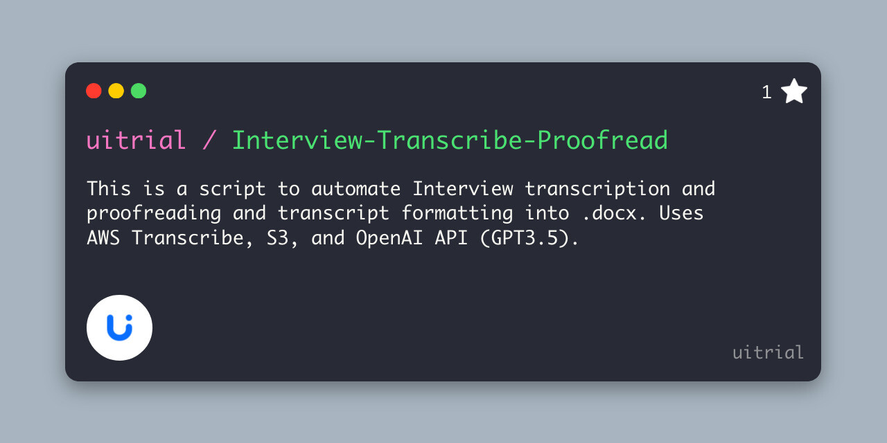 GitHub - uitrial/Interview-Transcribe-Proofread: This is a script to ...