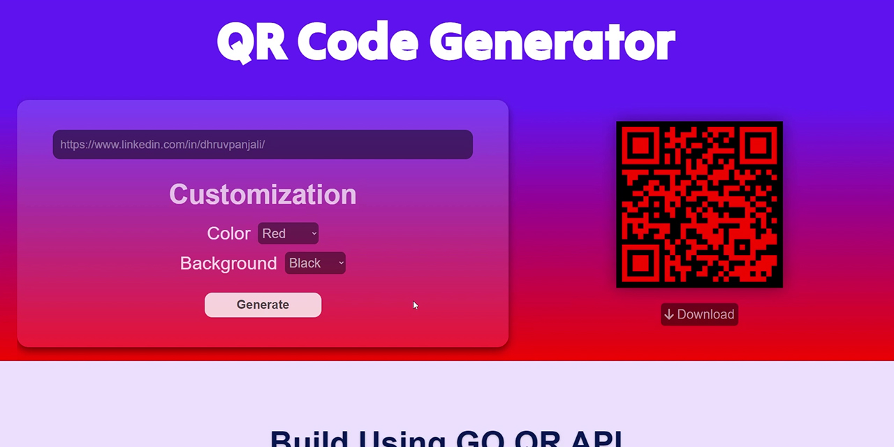 GitHub - dhruvpanjali/QR-Code-Generator: API Integrated Responsive Web ...