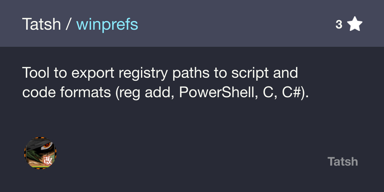 GitHub - Tatsh/winprefs: Tool to export registry paths to script and ...