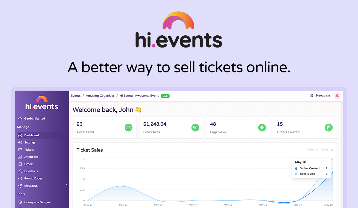 Hi.Events is a feature-rich, self-hosted event management and ticketing platform. From conferences to club nights, Hi.Events is designed to help you c