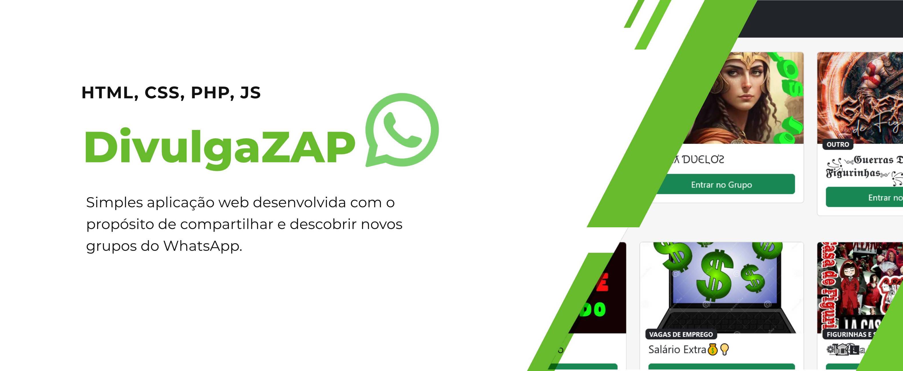 Github Hnqca Divulgazap Php Simples Aplicação Web Desenvolvida Com O