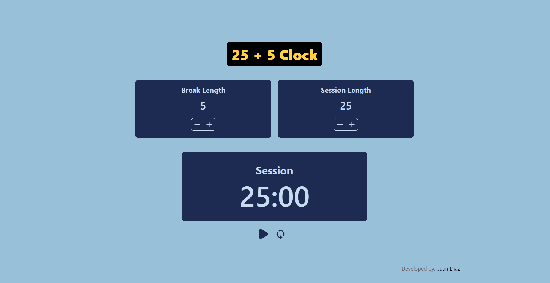 GitHub - JuanPabloDiaz/25-5_clock: a simple and intuitive pomodoro timer