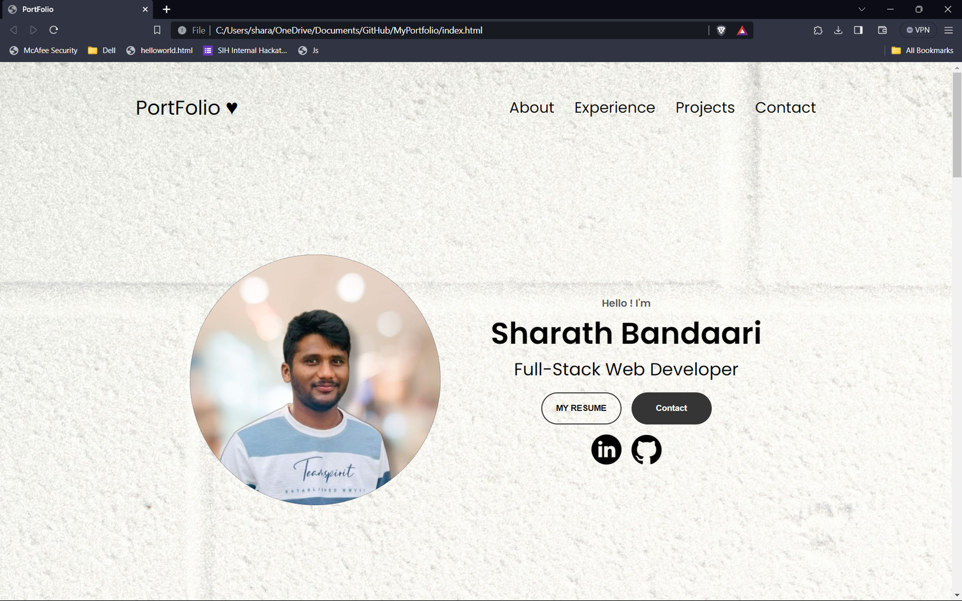 GitHub - Sharath12IND/MyPortfolio: 1st Task of Internship · GitHub