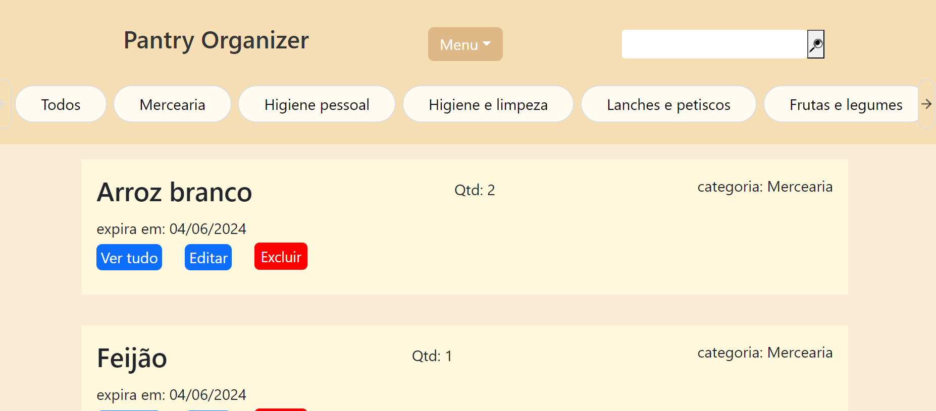 GitHub - Daniella-Rocha/pantry-organizer: Iniciativa pessoal. Aplicação ...