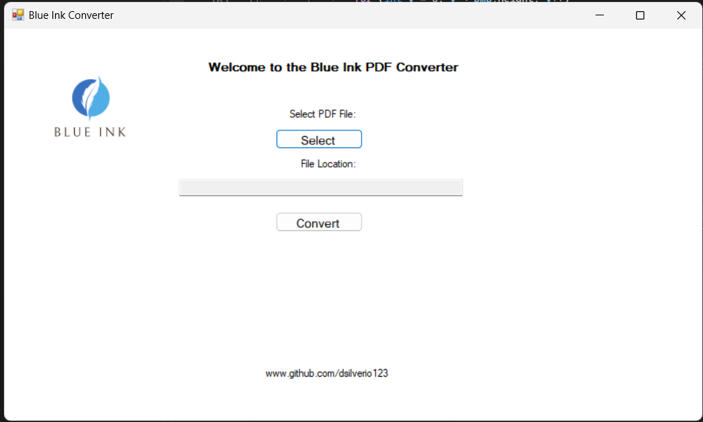 GitHub dsilverio123/BlueInkPDF WinForm Application that converts non