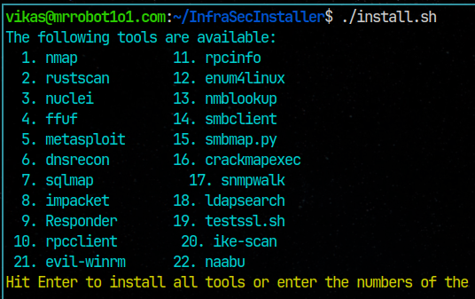 GitHub - mrrobot1o1/InfraSecInstaller: Automate the installation of ...