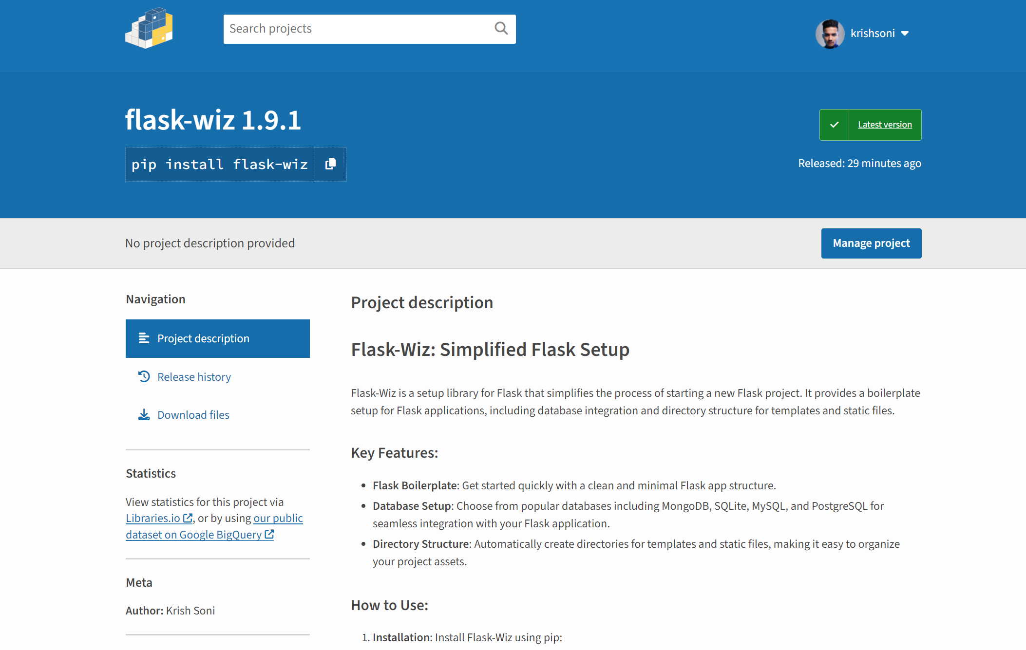 GitHub - krishvsoni/flask-wiz: Flask-Wiz: Simplified Flask Setup Package