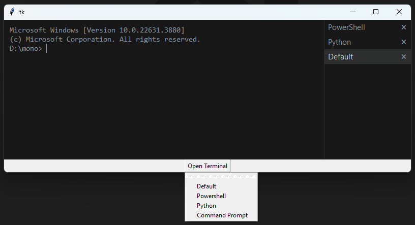 GitHub - tomlin7/mono: Terminal emulator that can be embedded in Python ...