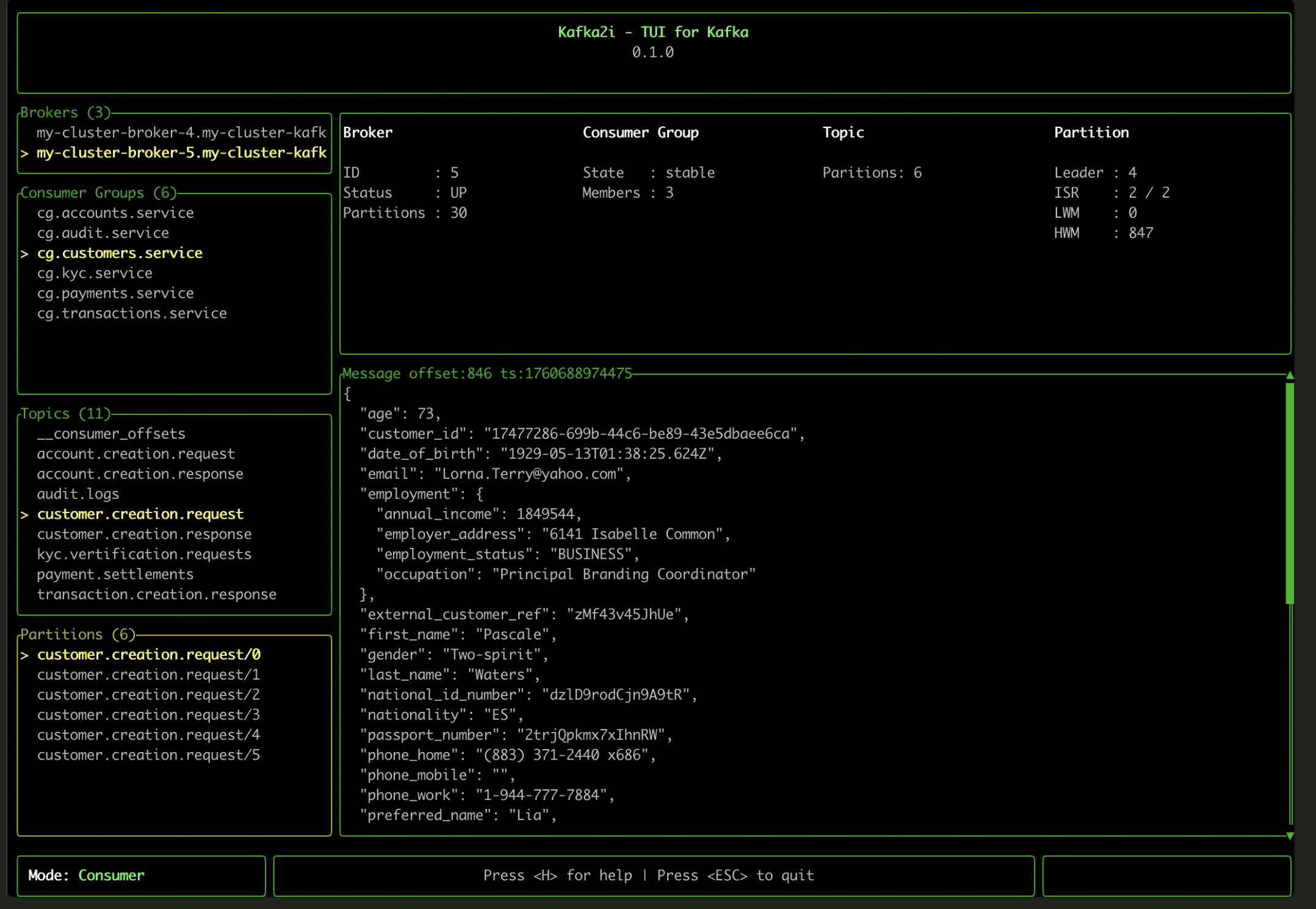 GitHub - coding-yogi/kafka2i: Kafka TUI built in Rust