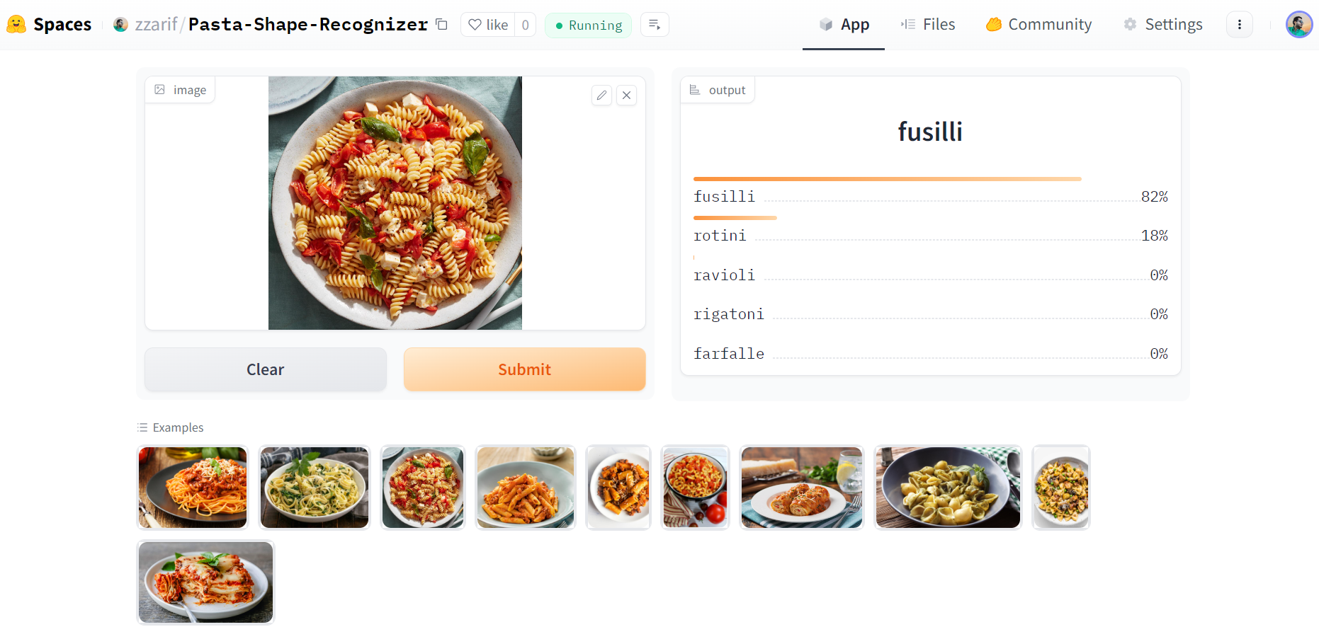Pasta-Shape-Recognizer