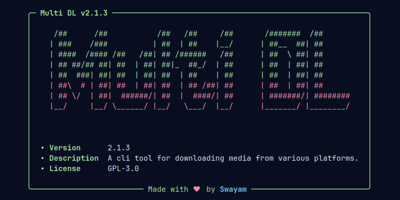 GitHub - swayam25/Multi-DL: A cli tool for downloading media from ...