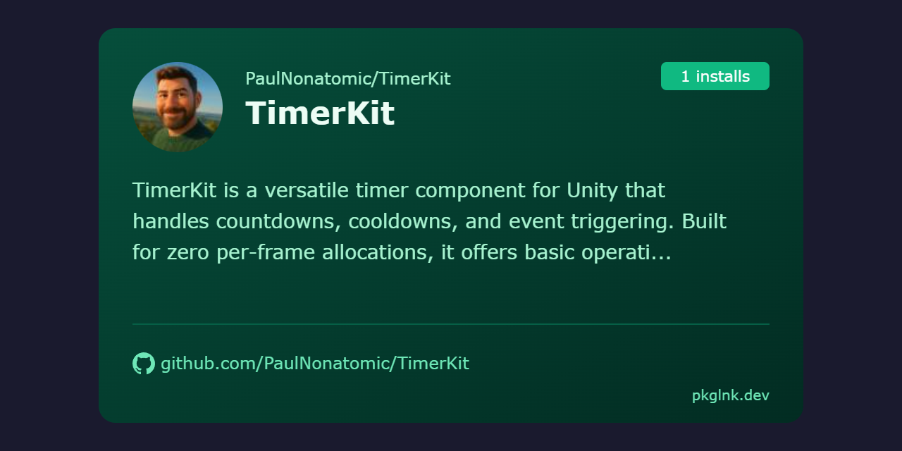GitHub - PaulNonatomic/TimerKit: Unity timers · GitHub