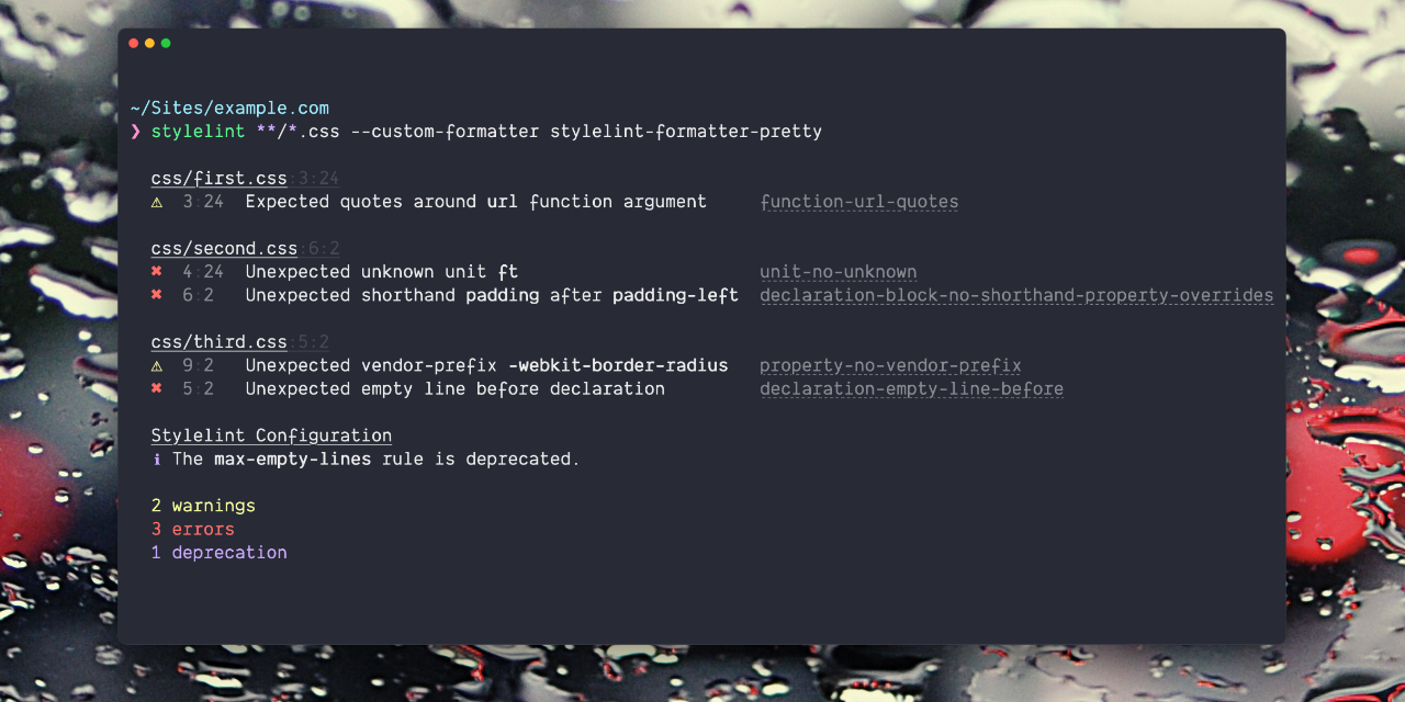 stylelint-formatter-pretty