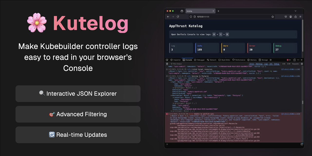 GitHub - appthrust/kutelog: Browser Console-based log viewer for ...