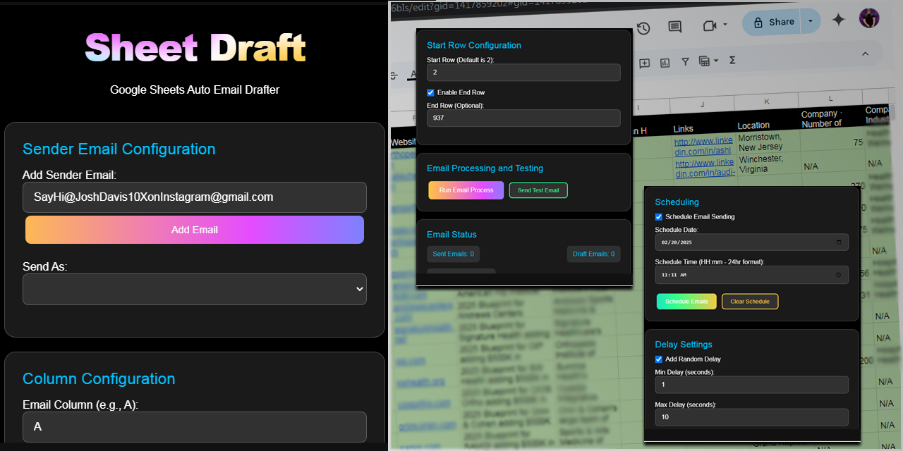 GitHub - jd10x/SheetDraft: Apps Script | Google Sheets Auto Email ...
