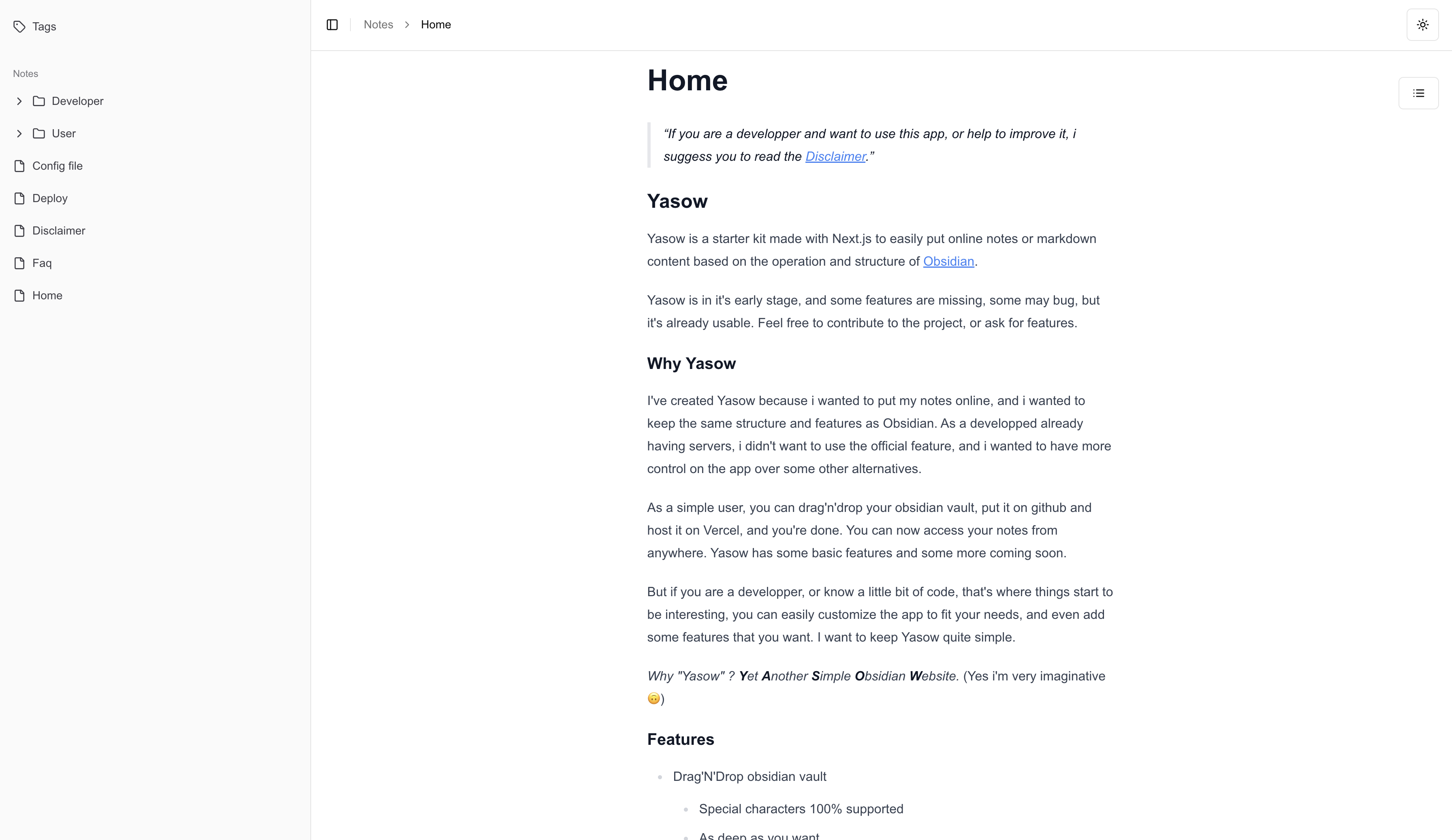 GitHub - khoeos/Yasow: A bare-bone starter kit for your markdown notes ...