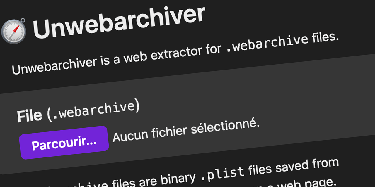GitHub - hteumeuleu/unwebarchiver: A web extractor for binary ...