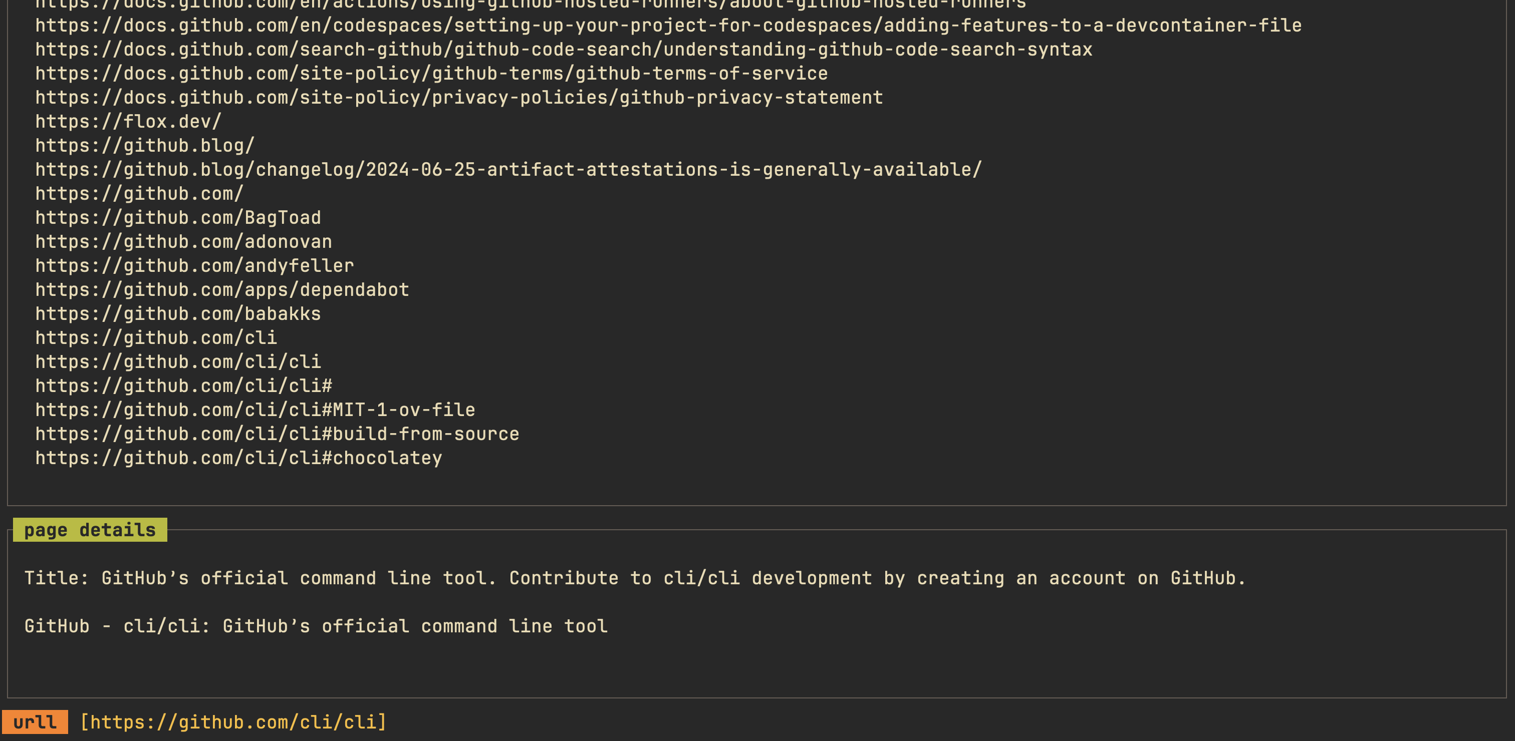 GitHub - dhth/urll: browse URLs in a webpage in a recursive manner · GitHub
