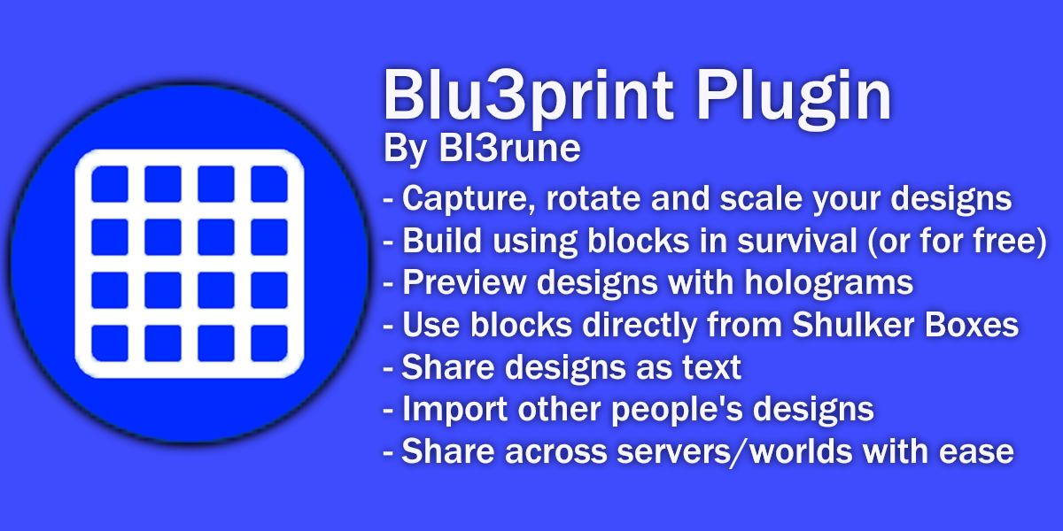 GitHub - bl3rune/Blu3Prints-Plugin: Minecraft Spigot Plugin to copy ...