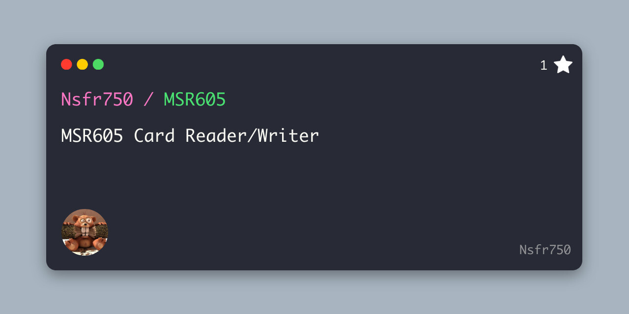 GitHub - Nsfr750/MSR605: MSR605 Card Reader/Writer · GitHub