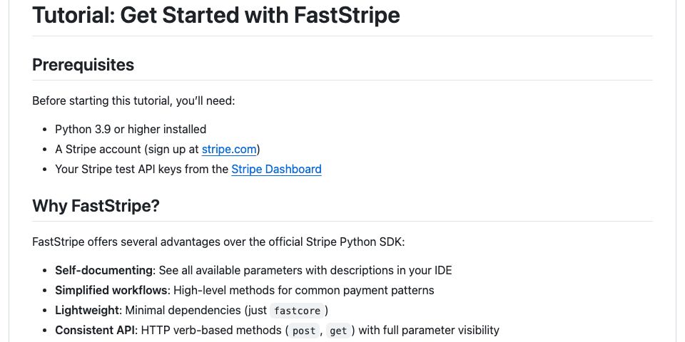 GitHub - AnswerDotAI/faststripe: Fastest way to use the Stripe API in ...